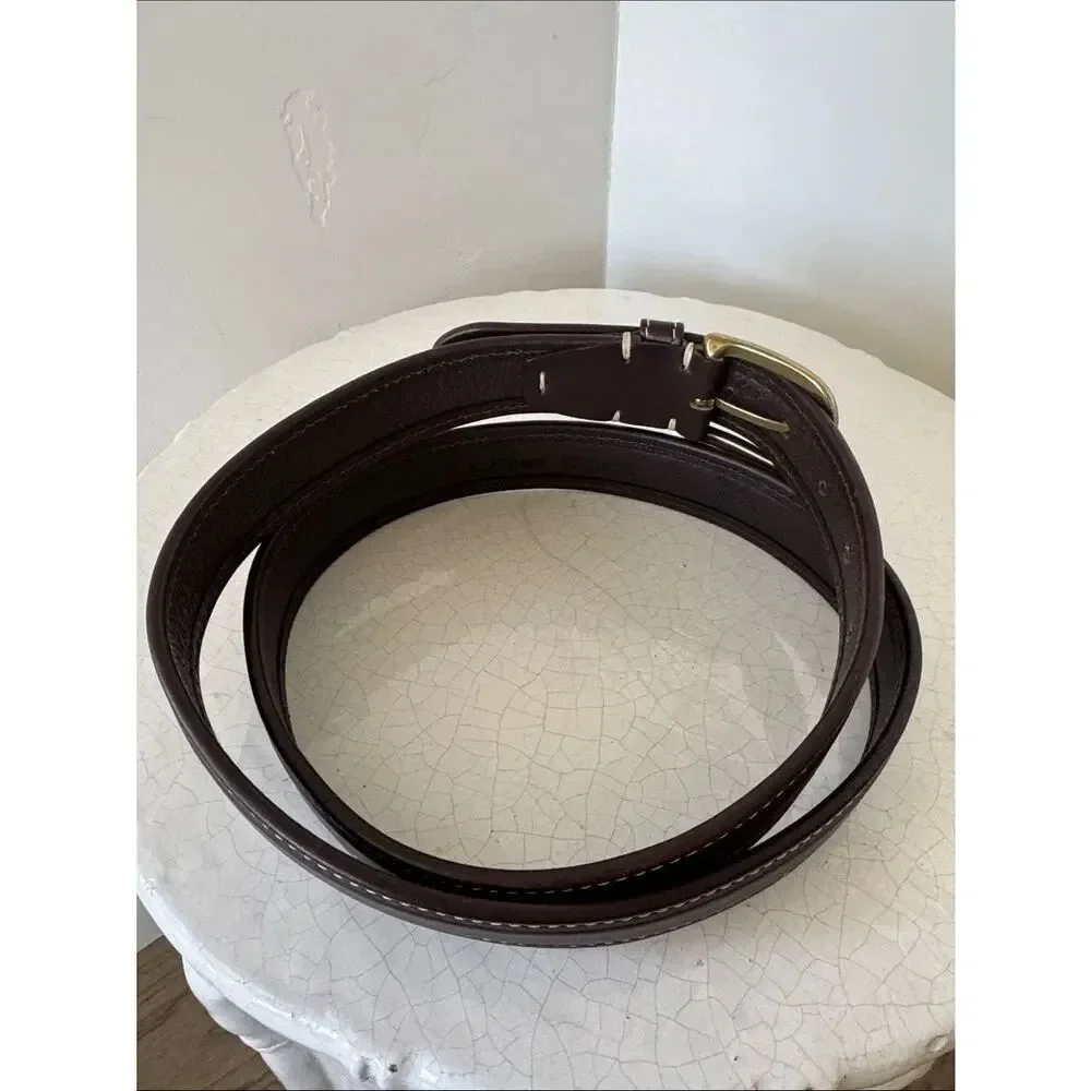 L.L. BEAN Genuine Leather Brown Belt Solid Brass Buckle Classic Men’s Size 40
